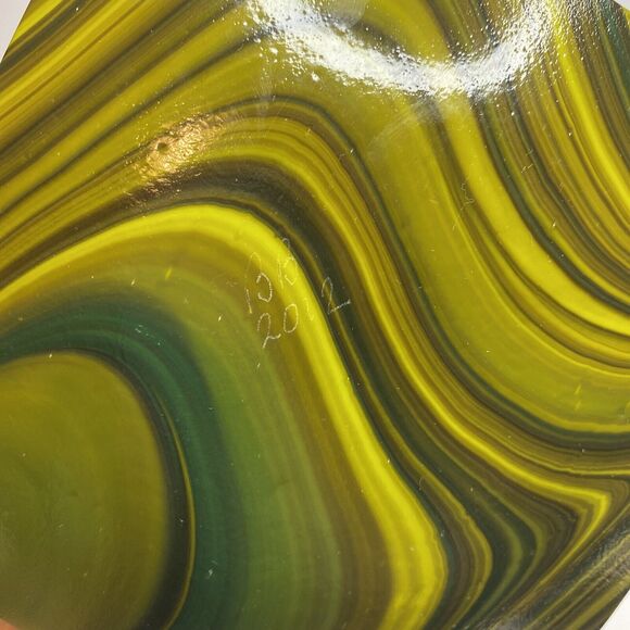 Glass Two Layer Green Pattern Art Glass Dish Toucan Decorative Tray 5.5” - Picture 6 of 9